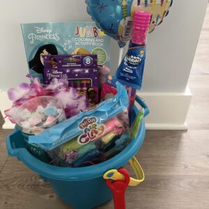 Basket filled with things for a child